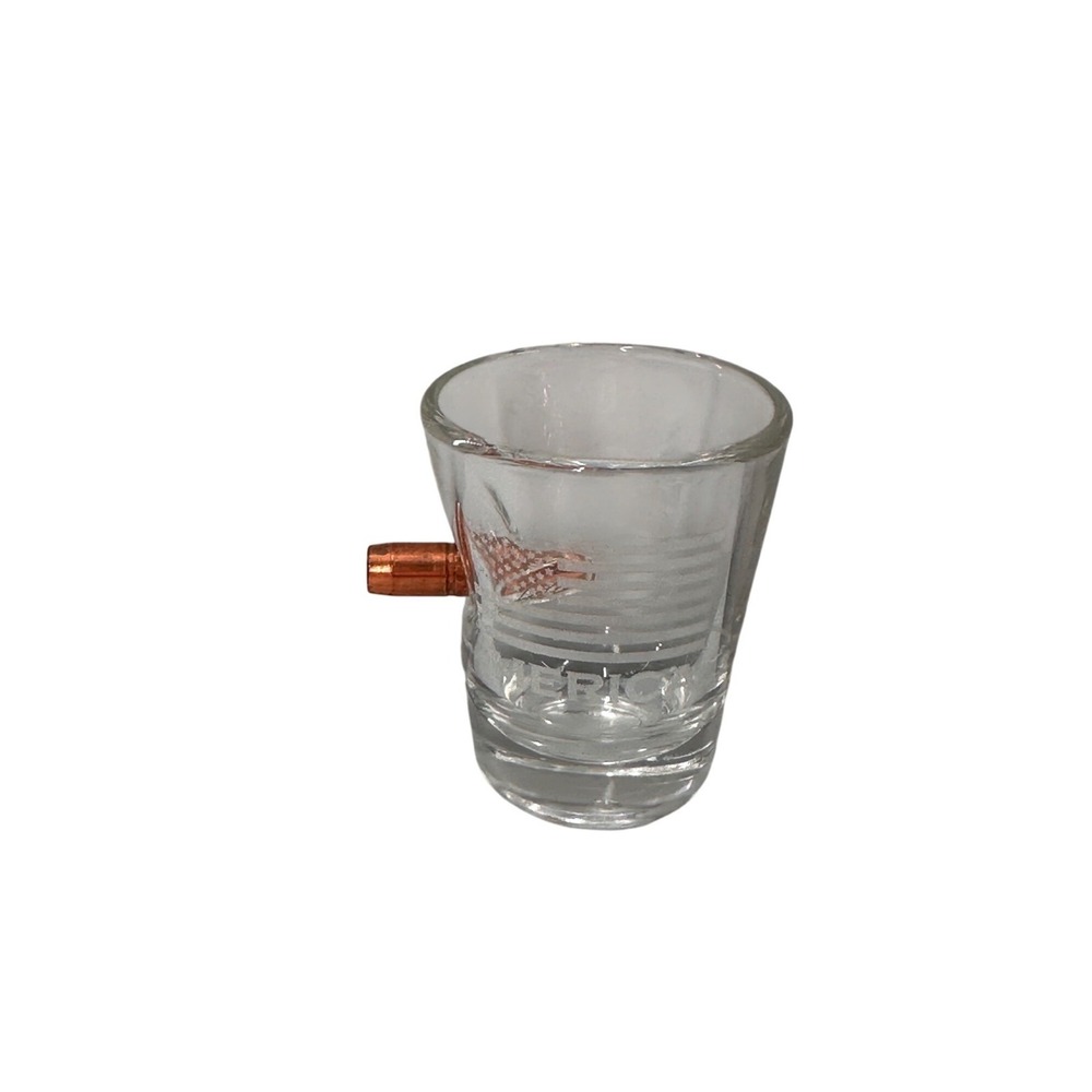 Handcrafted Shot Glass‎ Real Bullet Embedded USA Copper Trump American Freedom